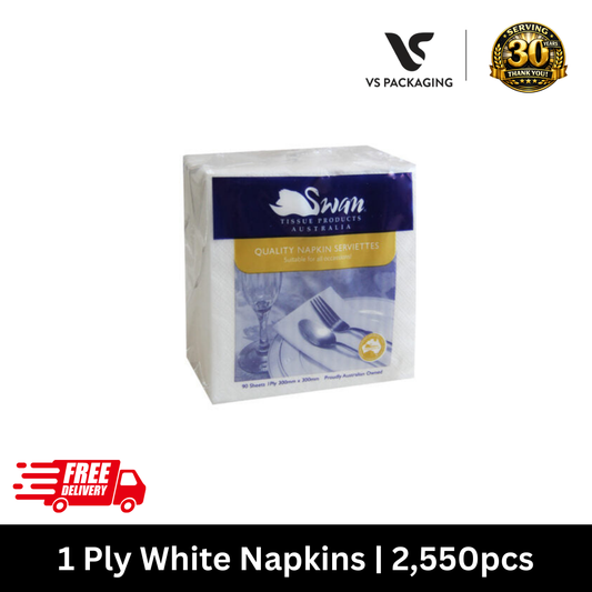 1 ply white luncheon napkins bulk 2550 pieces for restaurants hospitals schools and food service in Australia