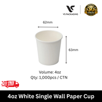 4oz white single wall paper coffee cups 62mm 1000pcs carton for cafes restaurants and offices Australia