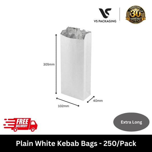 foil lined kebab bag extra long white greaseproof banh mi wrap bag 305x102x40mm australia