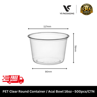 PET Clear Round Container / Acai Bowl 16oz - VS Packaging