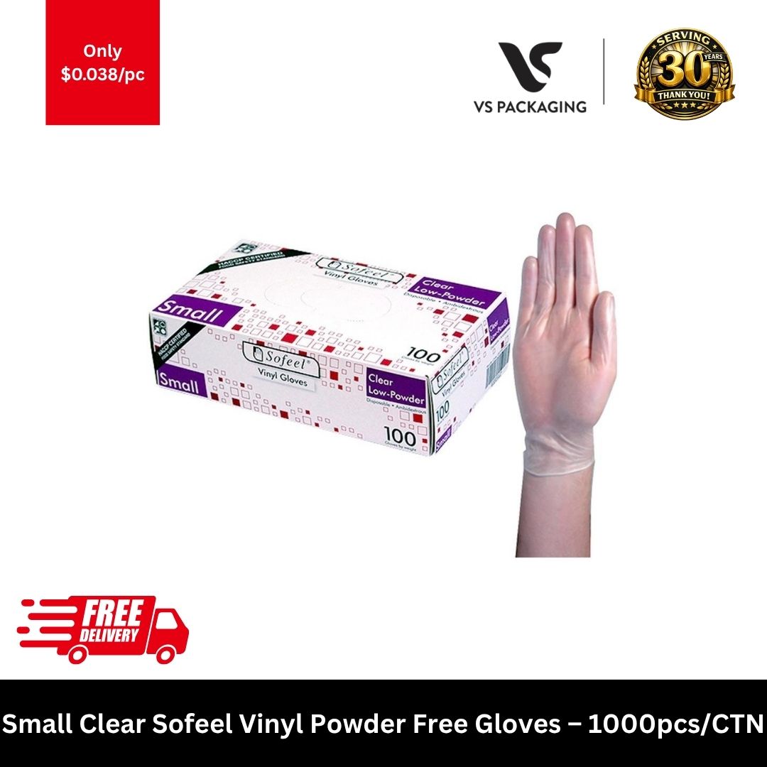 Small Sofeel clear vinyl powder free HACCP gloves disposable food handling gloves 1000pcs carton