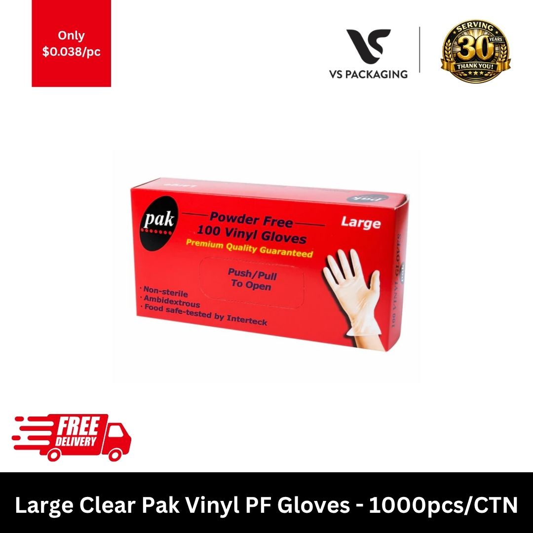 Large Pak clear vinyl powder free disposable gloves HACCP food handling cleaning gloves 1000pcs carton