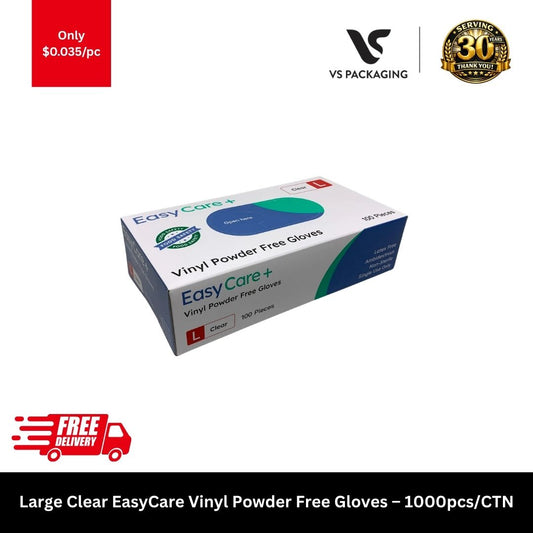 Large EasyCare clear vinyl powder free HACCP disposable gloves for food handling cleaning and hospitality 1000pcs carton