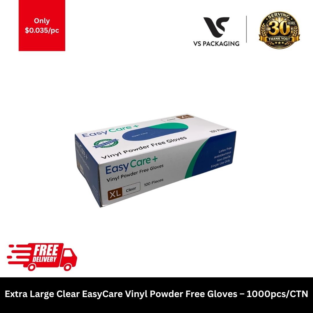Extra large EasyCare clear vinyl powder free HACCP disposable gloves for food handling cleaning and healthcare 1000pcs carton