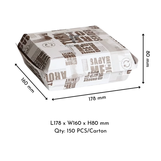 Visy Original Enviro corrugated dinner box 178 × 160 × 80mm – eco-friendly cardboard clamshell packaging by VS Packaging Australia