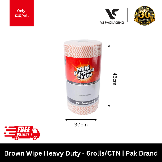 brown heavy duty cleaning wipes roll pak brand industrial wipes 6 rolls carton