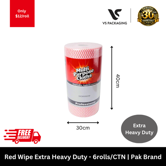 red extra heavy duty cleaning wipes roll pak brand industrial wipes 6 rolls carton