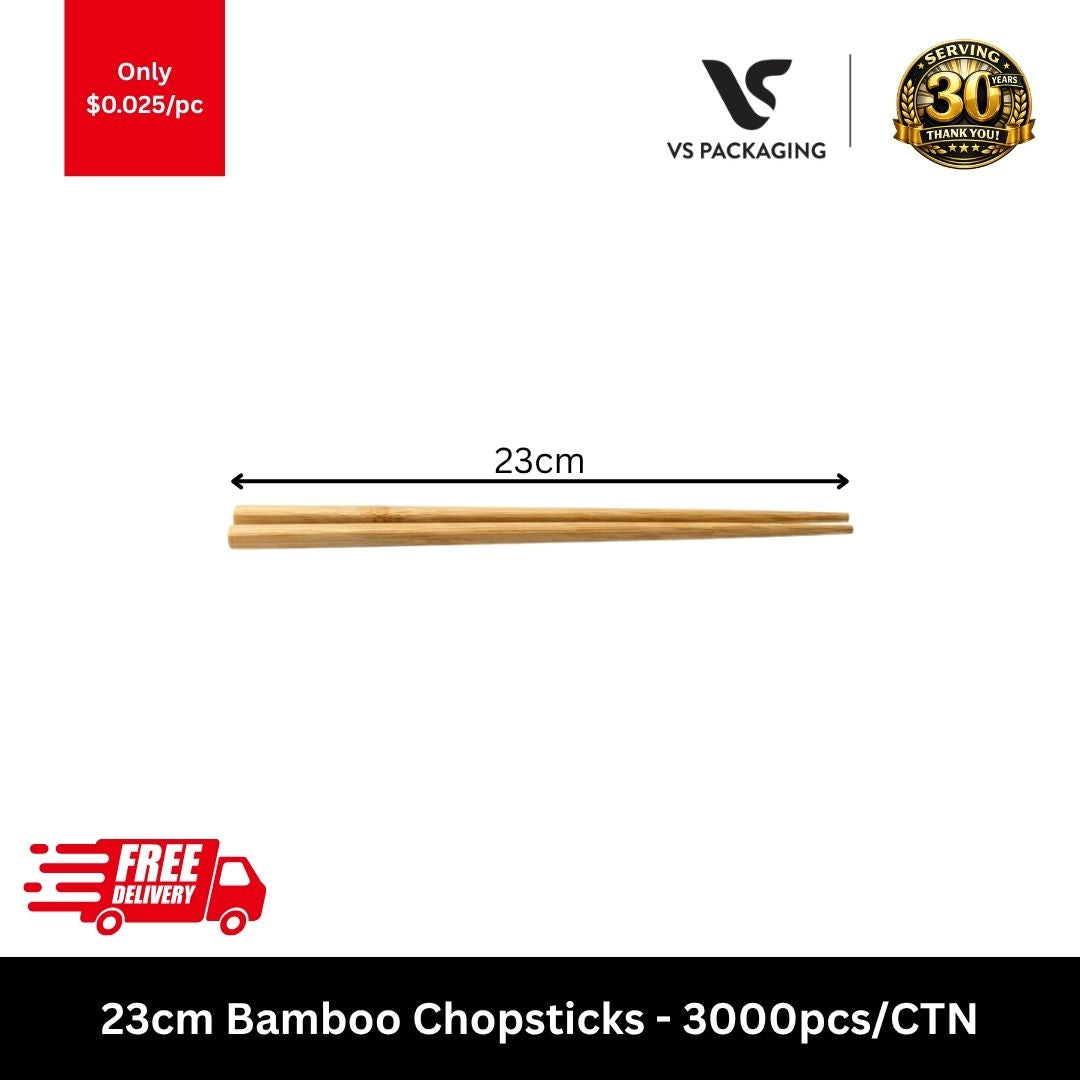 23cm eco-friendly disposable bamboo chopsticks bulk carton 3000pcs for takeaway restaurants catering and sushi shops