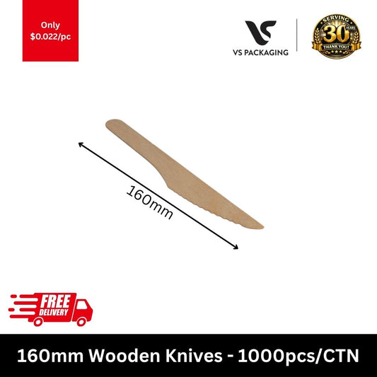 160mm eco friendly wooden knives coated disposable cutlery bulk 1000pcs carton Australia