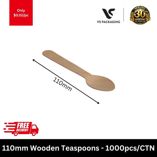 110mm eco friendly wooden teaspoons coated disposable cutlery bulk 1000pcs carton Australia