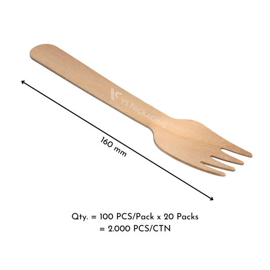 Economy Wooden Fork – 160mm | Budget-Friendly Biodegradable Cutlery VS Packaging