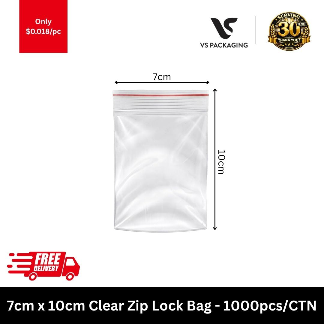 7cm x 10cm clear zip lock resealable bags 1000pcs carton packaging supplies