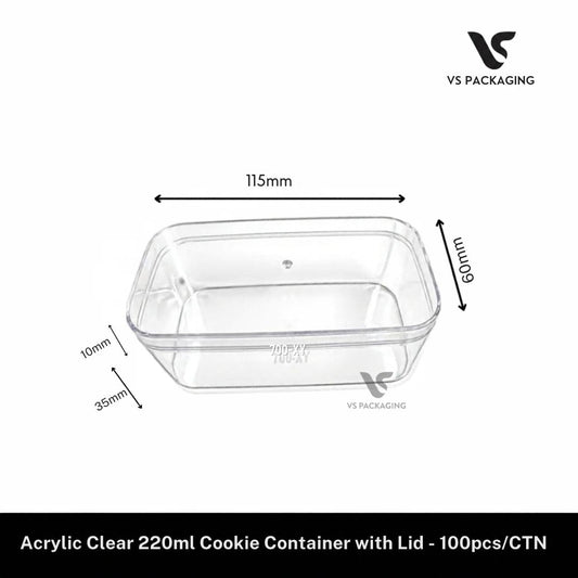 Acrylic Clear 220ml Cookie Container with Lid - 100pcs/CTN VS Packaging