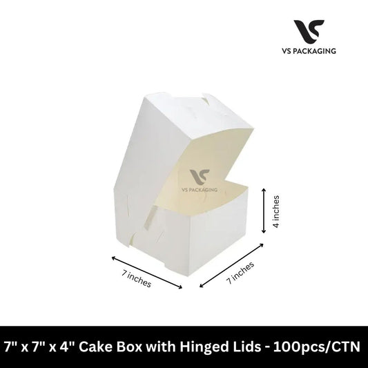 BK Cake Box with Hinged Lids 7"x7"x4" 100pcs VS Packaging