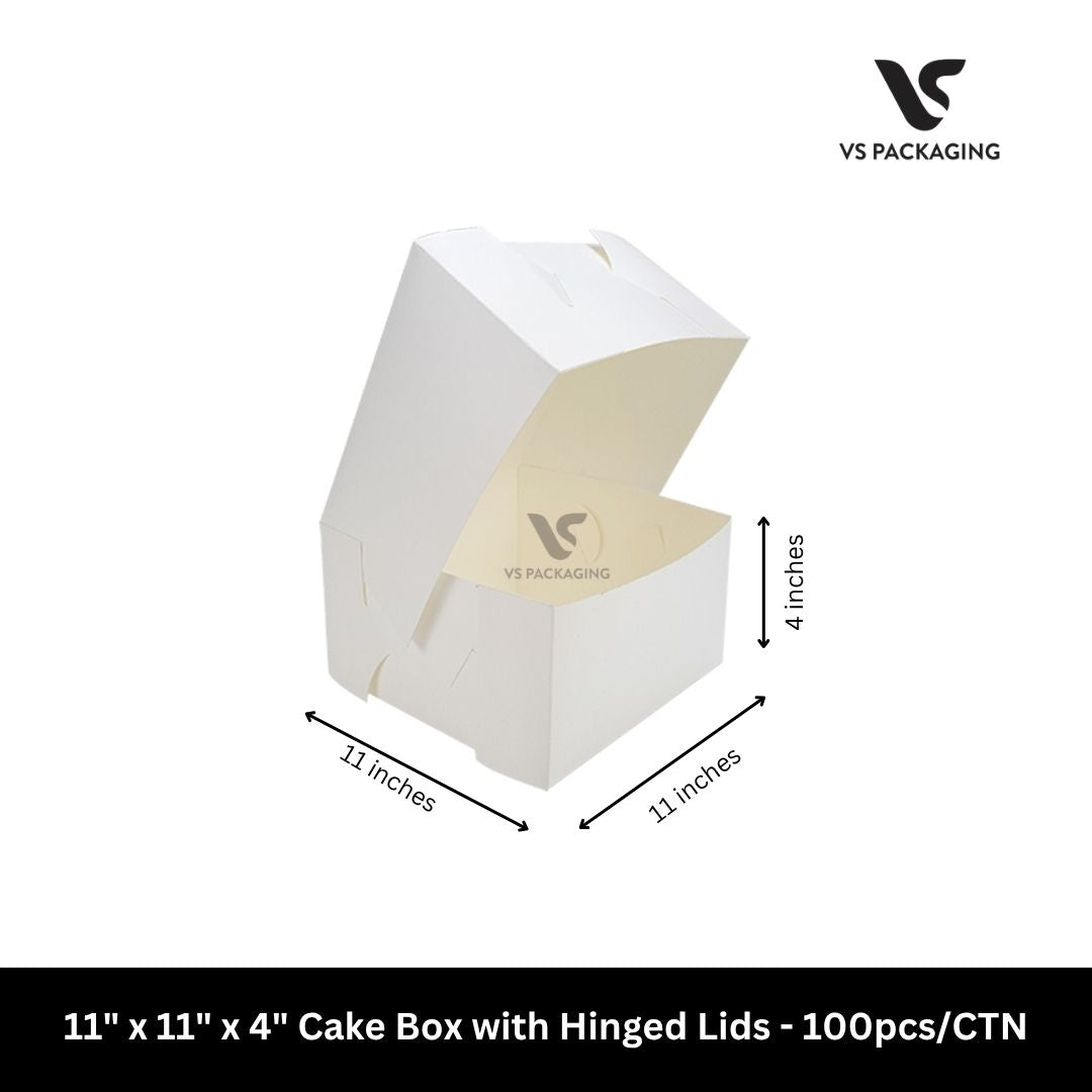 Cake Box with Hinged Lids 11"x11"x4" VS Packaging