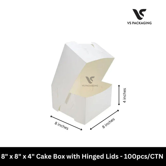BK Cake Box with Hinged Lids 8"x8"x4" 100pc/CTN VS Packaging