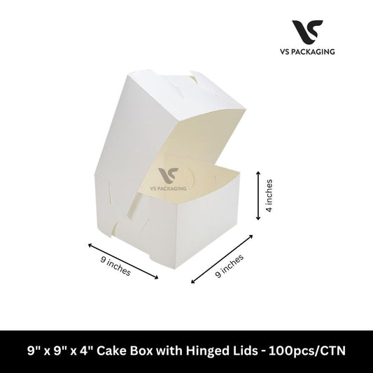 BK Cake Box with Hinged Lids 9"x9"x4" 100pcs VS Packaging
