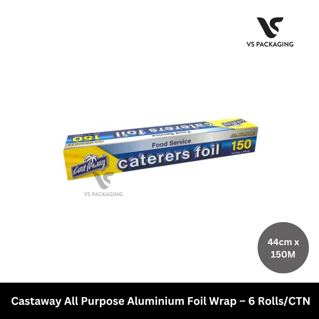 44cm x 150m Castaway Foil Wrap – 6 Rolls/CTN VS Packaging