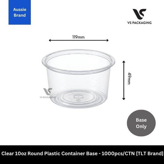 TLT Clear 10oz Round Plastic Container Base - 1000pcs/CTN VS Packaging