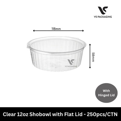 Clear 12oz PET Shobowl with Flat Lid - 250pcs/CTN VS Packaging