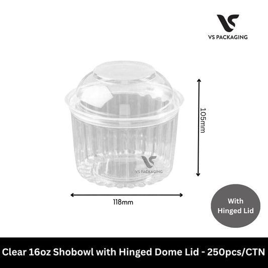 Clear 16oz PET Shobowl with Dome Lid -  250pcs/CTN VS Packaging