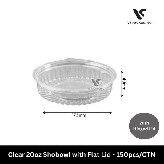 Clear 20oz PET Shobowl with Flat Lid - 150pcs/CTN VS Packaging