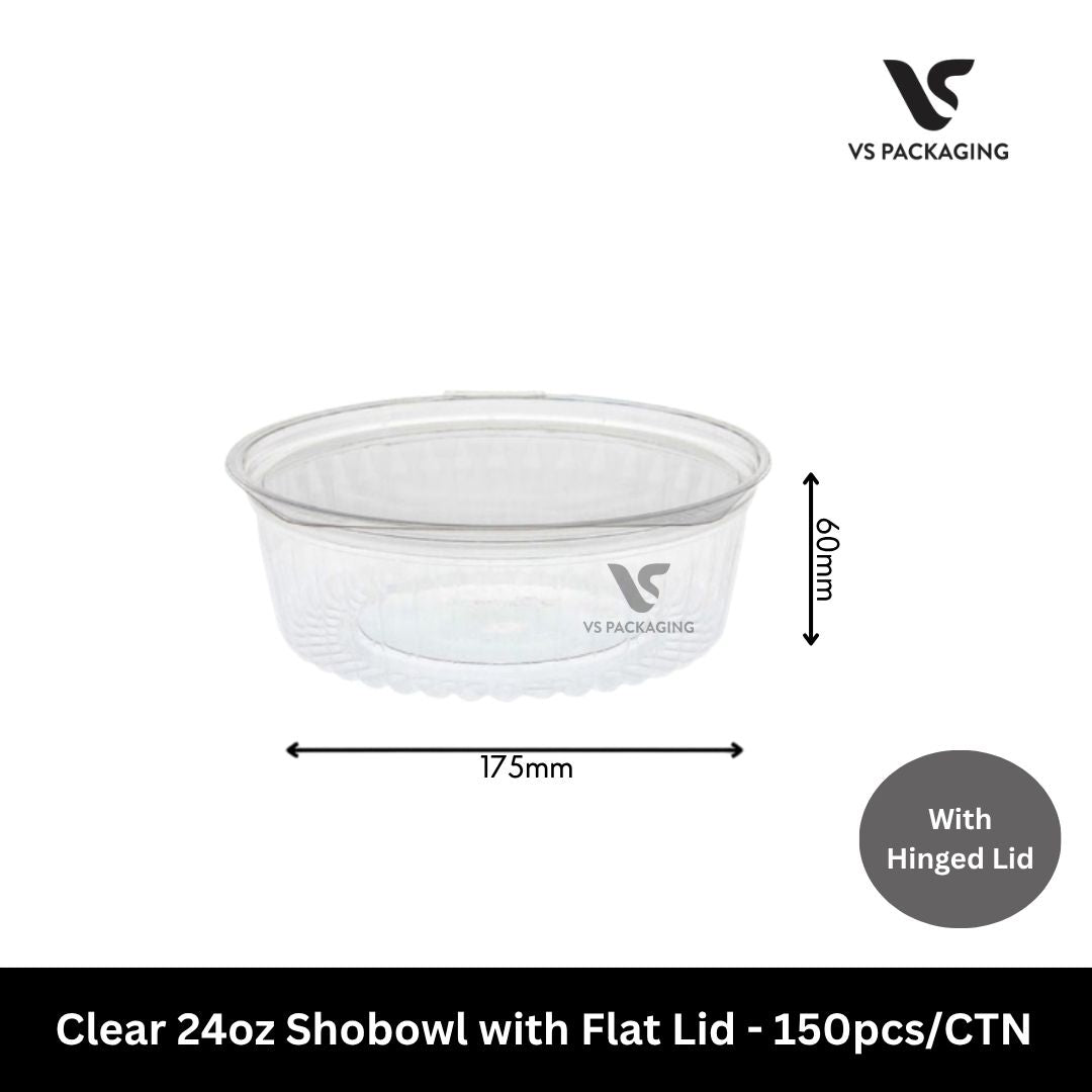 Clear 24oz PET Shobowl with Flat Lid - 150pcs/CTN VS Packaging