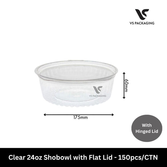 Clear 24oz PET Shobowl with Flat Lid - 150pcs/CTN VS Packaging