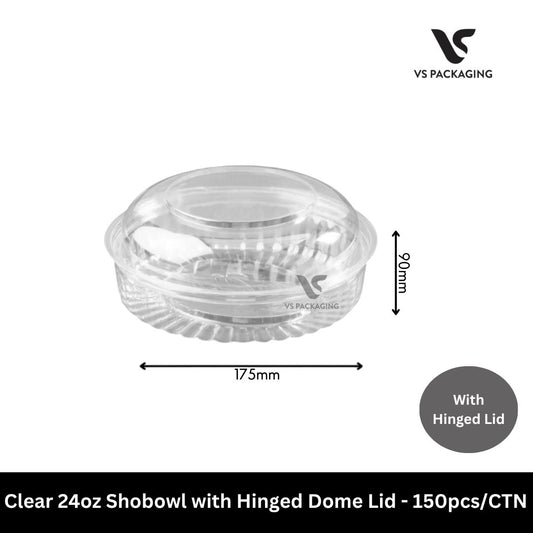 Clear 24oz PET Shobowl with Dome Lid - 150pcs/CTN VS Packaging
