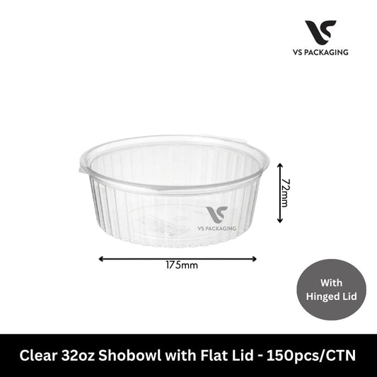 Clear 32oz PET Shobowl with Flat Lid - 150pcs/CTN VS Packaging