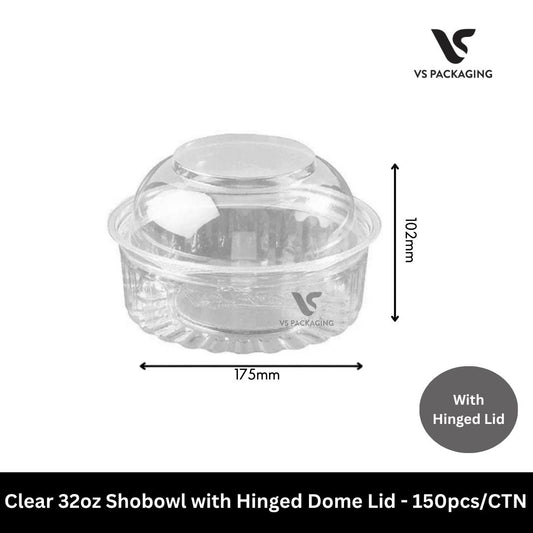 Clear 32oz PET Shobowl with Dome Lid - 150pcs/CTN VS Packaging