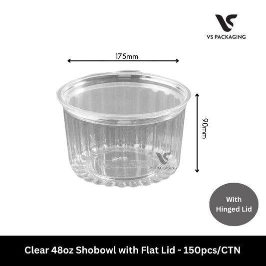 Clear 48oz PET Shobowl with Flat Lid - 150pcs/CTN VS Packaging