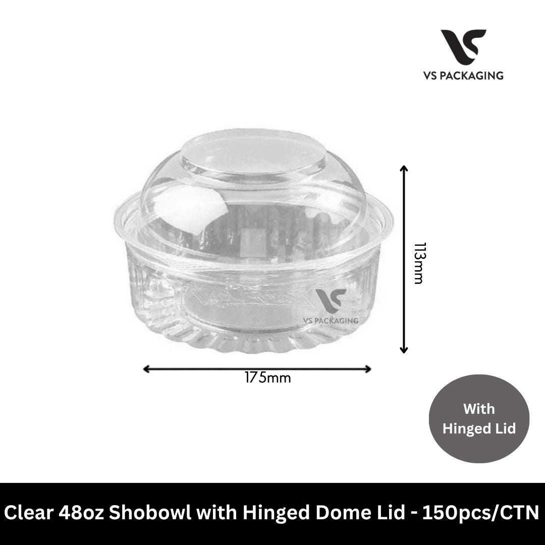 Clear 48oz PET Shobowl with Dome Lid - 150pcs/CTN VS Packaging