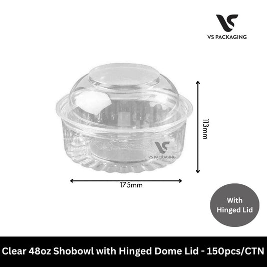 Clear 48oz PET Shobowl with Dome Lid - 150pcs/CTN VS Packaging