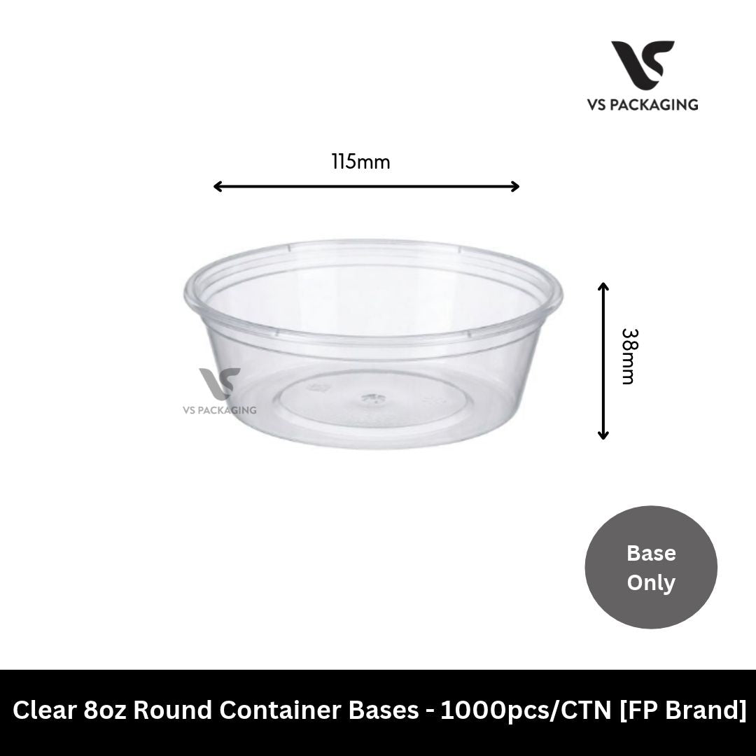 Clear 8oz Round Container Bases - 1000pcs/CTN [FP Brand] VS Packaging