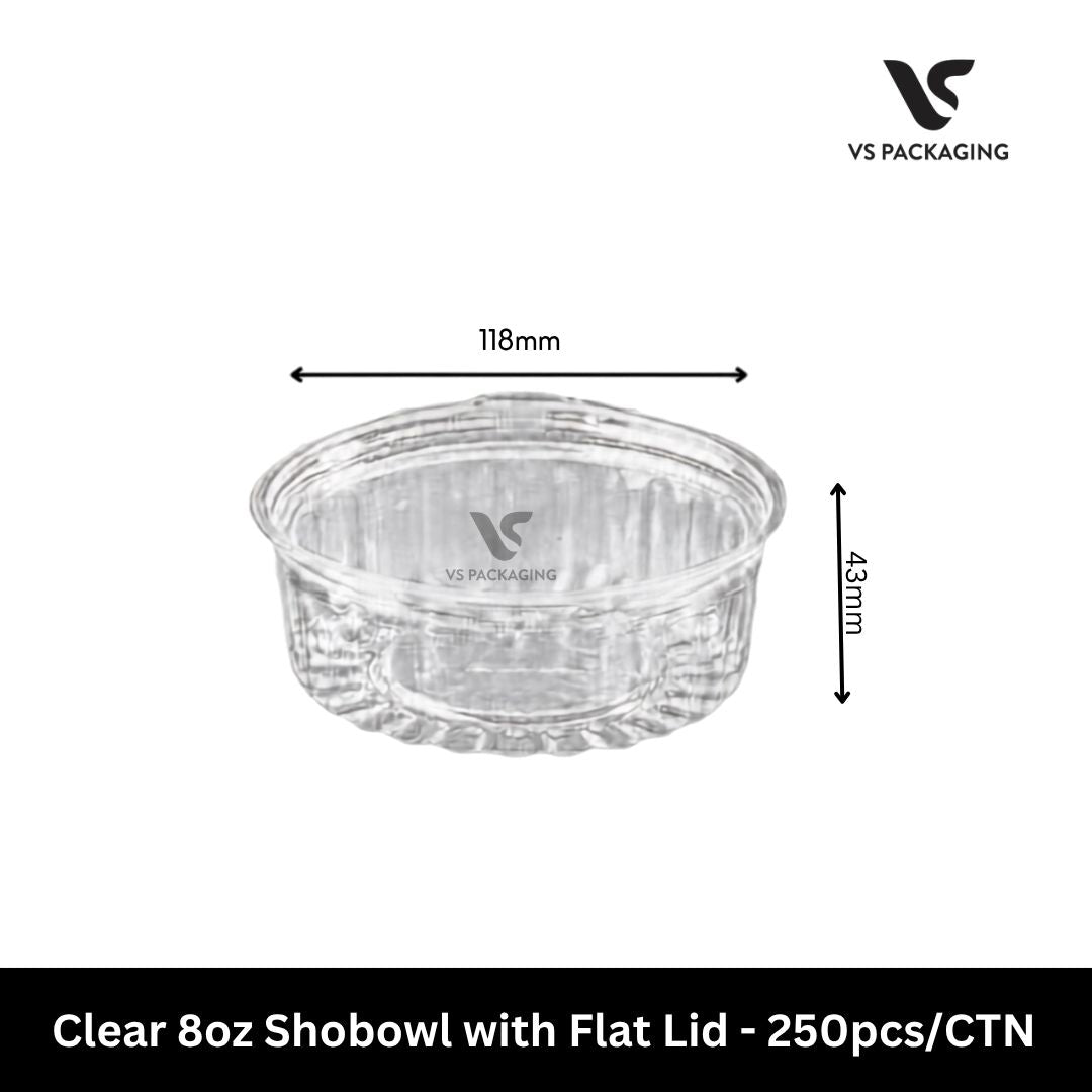 Clear 8oz PET Shobowl with Flat Lid - 250pcs/CTN VS Packaging
