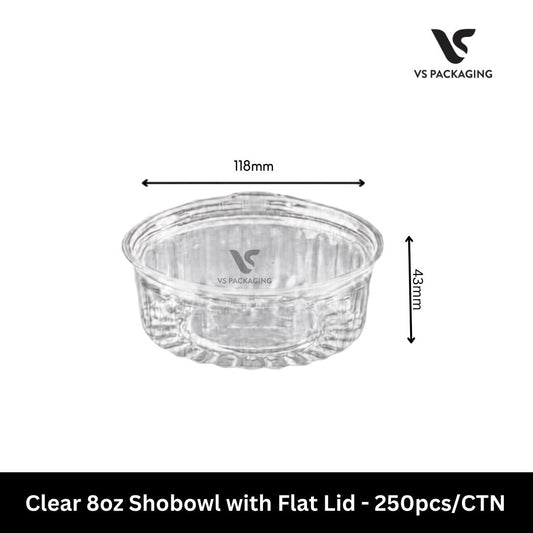 Clear 8oz PET Shobowl with Flat Lid - 250pcs/CTN VS Packaging