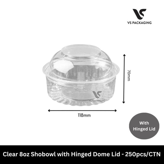 Clear 8oz PET Shobowl with Dome Lid – 250pcs/CTN VS Packaging