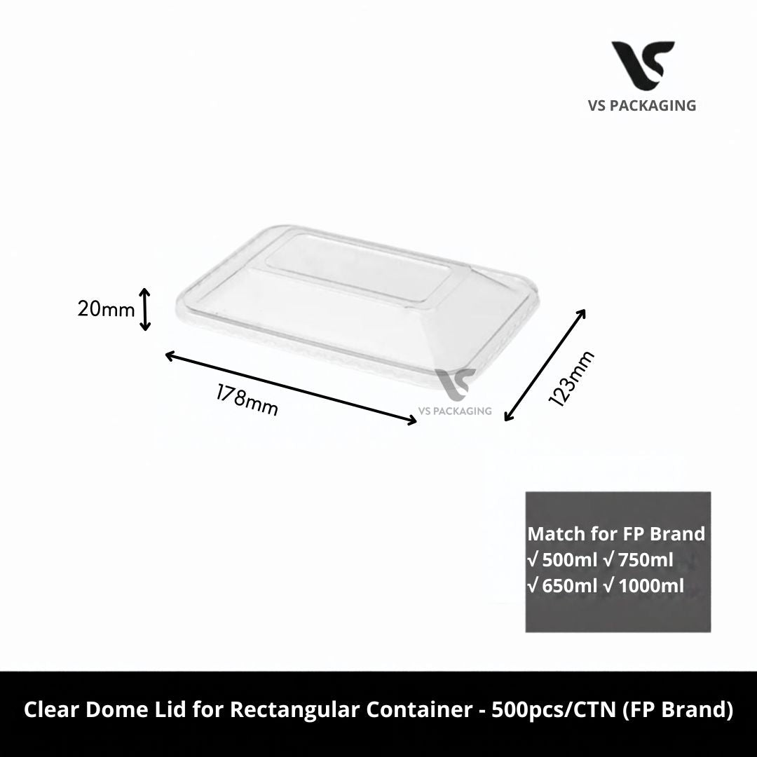 Clear Dome Lid for Rectangular Container - 500pcs/CTN (FP Brand) VS Packaging