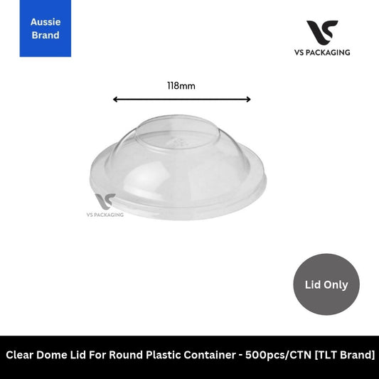 TLT Clear Dome Lid for Round Plastic Container - 500pcs/CTN VS Packaging