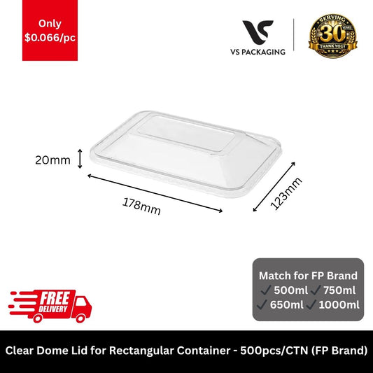 clear dome lid rectangular container bulk 500pcs Australia takeaway food lid for restaurant meal prep catering