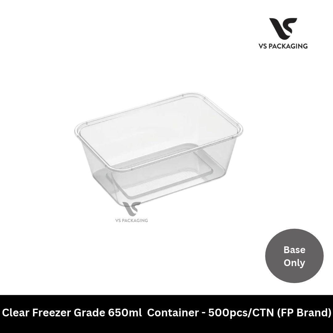 Clear Freezer Grade 650ml Rectangular Container - 500pcs/CTN (FP Brand) VS Packaging