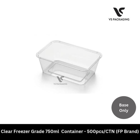 Clear Freezer Grade 750ml Rectangular Container - 500pcs/CTN (FP Brand) VS Packaging