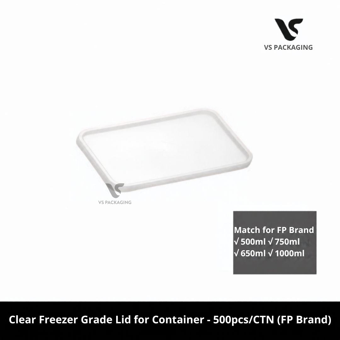 Clear Freezer Grade Lid for Rectangular Container - 500pcs/CTN (FP Brand) VS Packaging
