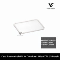 Clear Freezer Grade Lid for Rectangular Container - 500pcs/CTN (FP Brand) VS Packaging