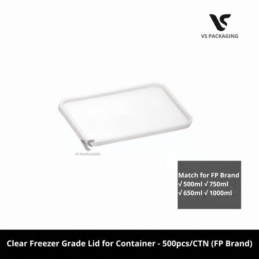 Clear Freezer Grade Lid for Rectangular Container - 500pcs/CTN (FP Brand) VS Packaging