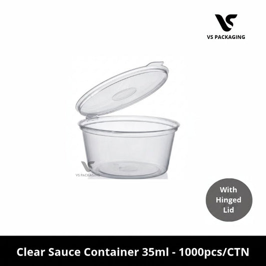 Clear Plastic Sauce Container 35ml with Hinged Lid - 1000pcs/CTN VS Packaging