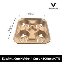 Eggshell Cup Holder Moulded Pulp Drink Carrier 4 Cups - 300pcs/CTN VS Packaging