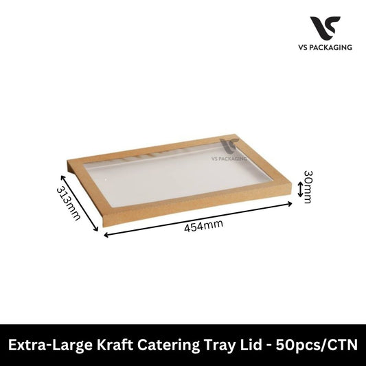 Extra-Large Kraft Catering Tray Lid with PET Window – 50pcs/CTN VS Packaging