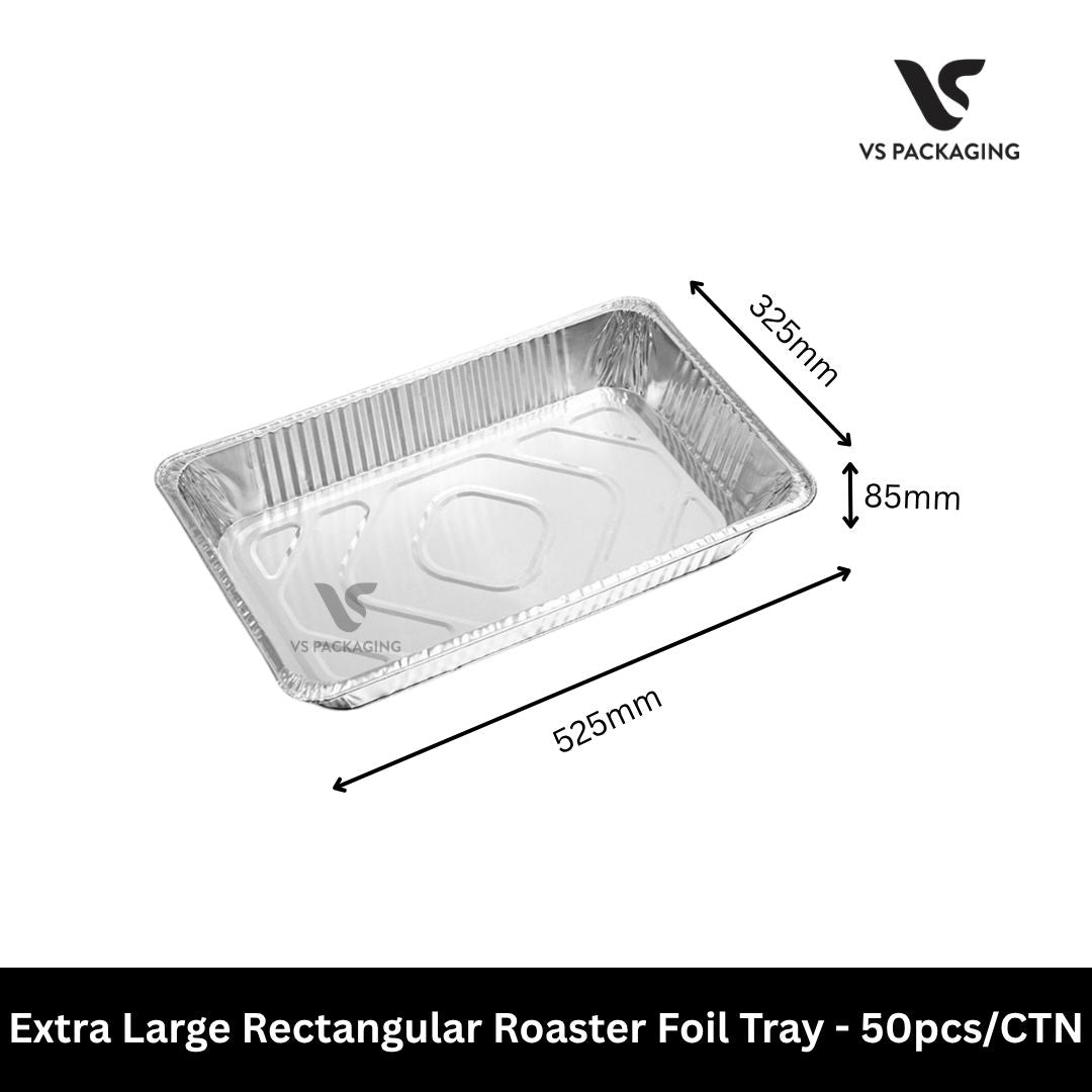 7850 Extra Large Rectangular Roaster Foil Tray 525x325x85mm - 50pcs/CTN VS Packaging